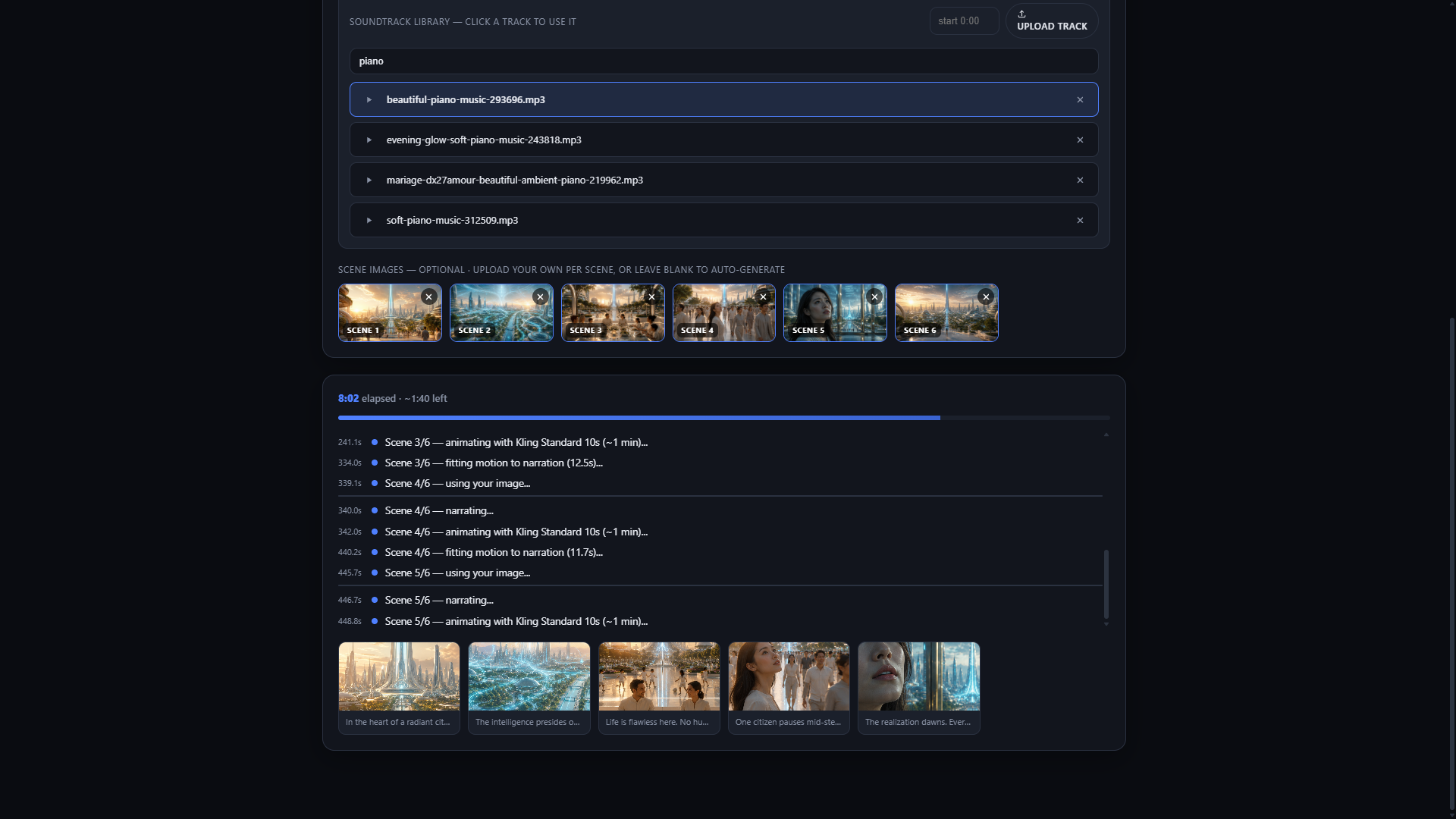 ADI Montage producing — per-scene stills animating into Kling motion clips